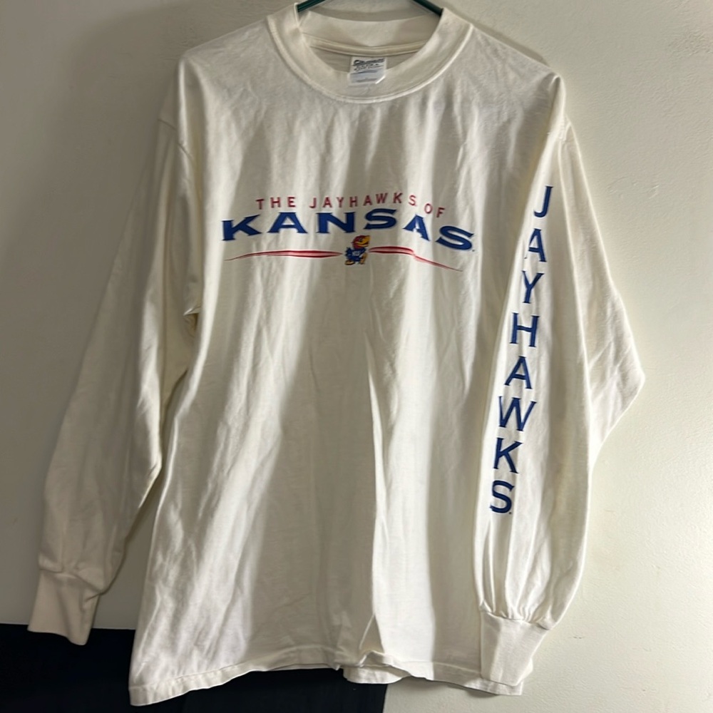 Pre-Owned Gilden Unisex T-shirt University of Kansas Jayhawks crewneck Sz Large